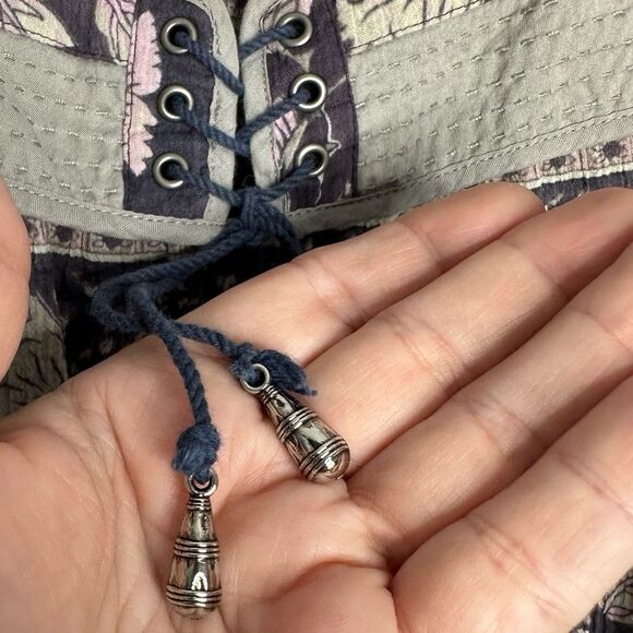 Vintage Y2K Free People Boho Kantha Trim Hippie Peasant Milkmaid Top Size 8 - Picture 7 of 8